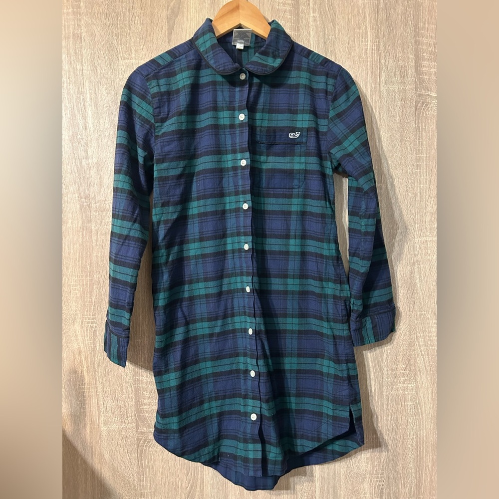 Vineyard Vines Plaid Shirt Dress Loungewear Size XS Blackwatch